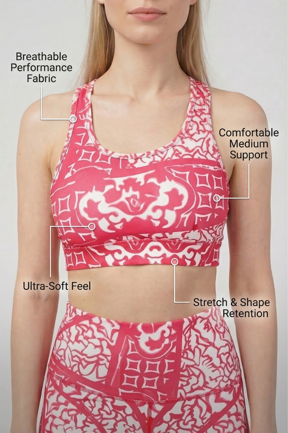 StudioPrint Ornamental Sports Bra Apparel & Accessories > Activewear > Sports Bras by Profit Outfits
