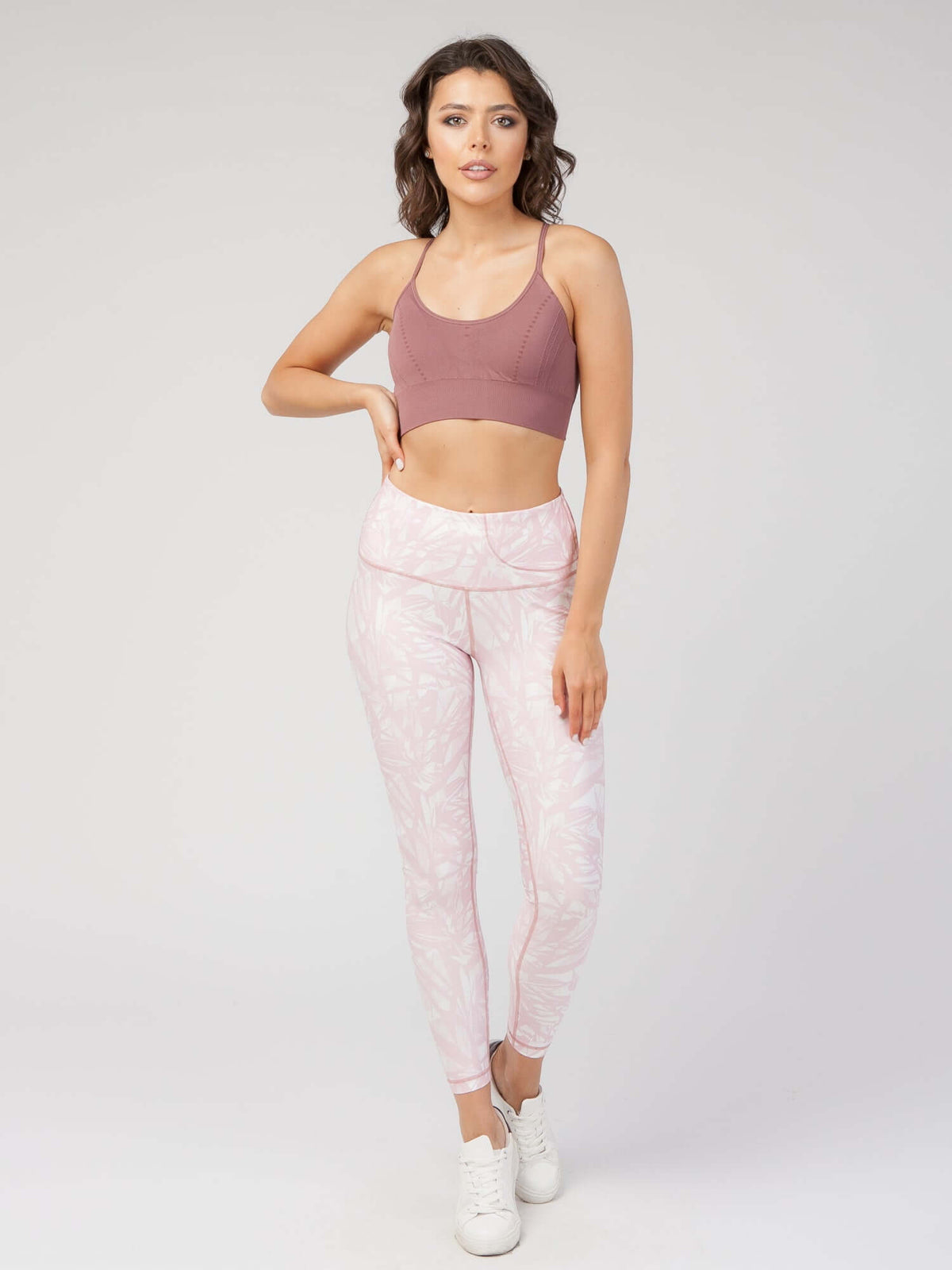 StudioPrint Pink Leaf Pocket High-Waist Legging Apparel & Accessories > Activewear > Leggings > High-Waist Leggings by Profit Outfits