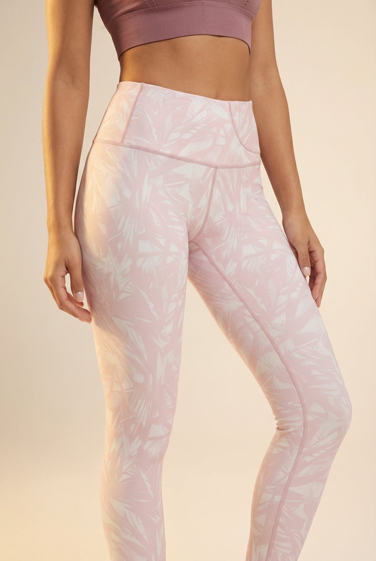 StudioPrint Pink Leaf Pocket High-Waist Legging Apparel & Accessories > Activewear > Leggings > High-Waist Leggings by Profit Outfits