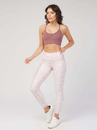 StudioPrint Pink Leaf Pocket High-Waist Legging  by PROFIT OUTFITS
