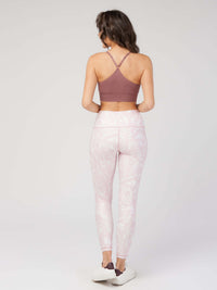 StudioPrint Pink Leaf Pocket High-Waist Legging  by PROFIT OUTFITS