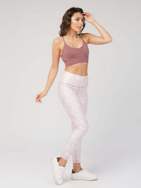 StudioPrint Pink Leaf Pocket High-Waist Legging  by PROFIT OUTFITS