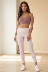 StudioPrint Pink Leaf Pocket High-Waist Legging  by PROFIT OUTFITS