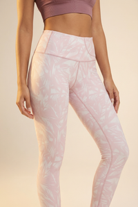 StudioPrint Pink Leaf Pocket High-Waist Legging  by PROFIT OUTFITS