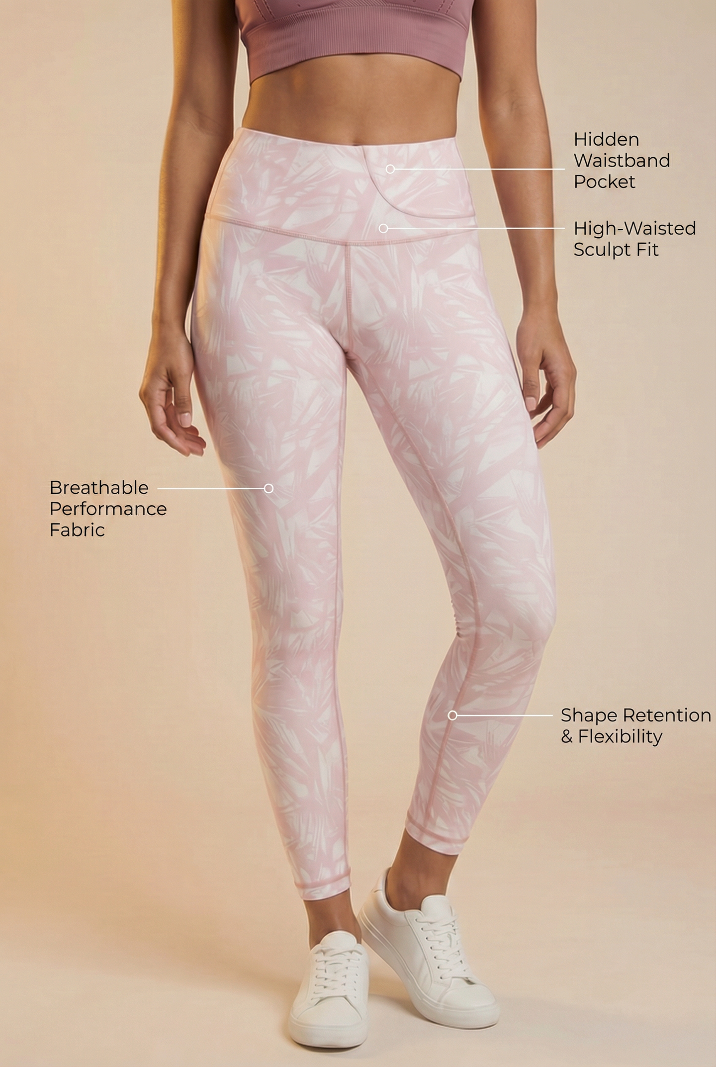 StudioPrint Pink Leaf Pocket High-Waist Legging  by Profit Outfits