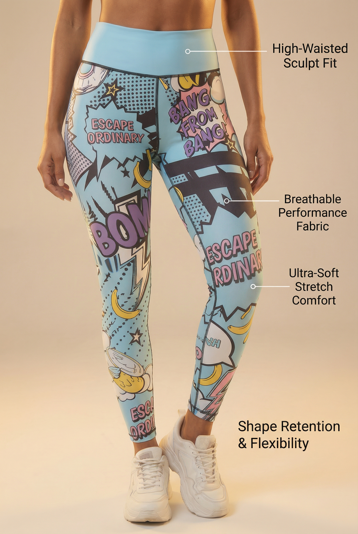 StudioPrint Pop Art High-Waist Legging Apparel & Accessories > Activewear > Leggings > High-Waist Leggings by Profit Outfits