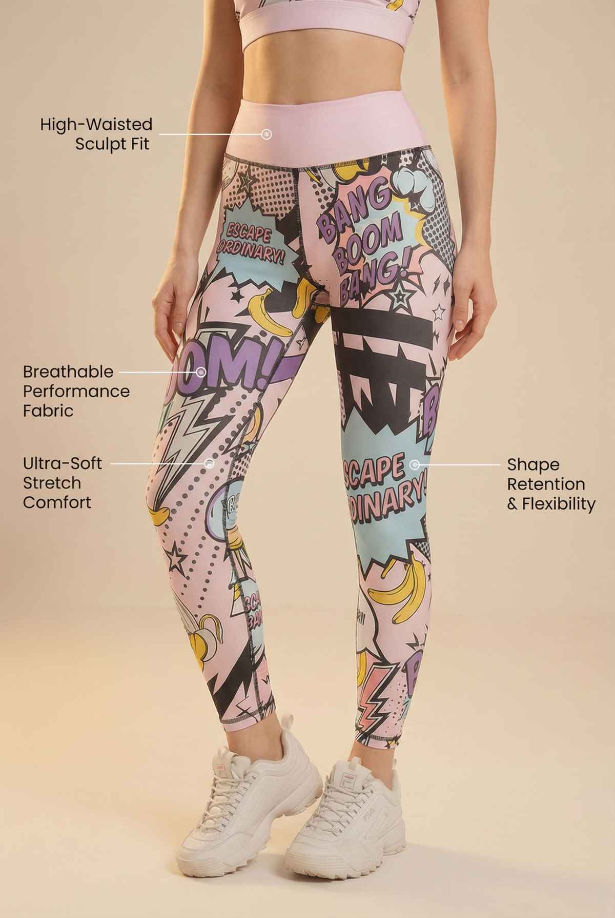 StudioPrint Pop Art High-Waist Legging Apparel & Accessories > Activewear > Leggings > High-Waist Leggings by Profit Outfits