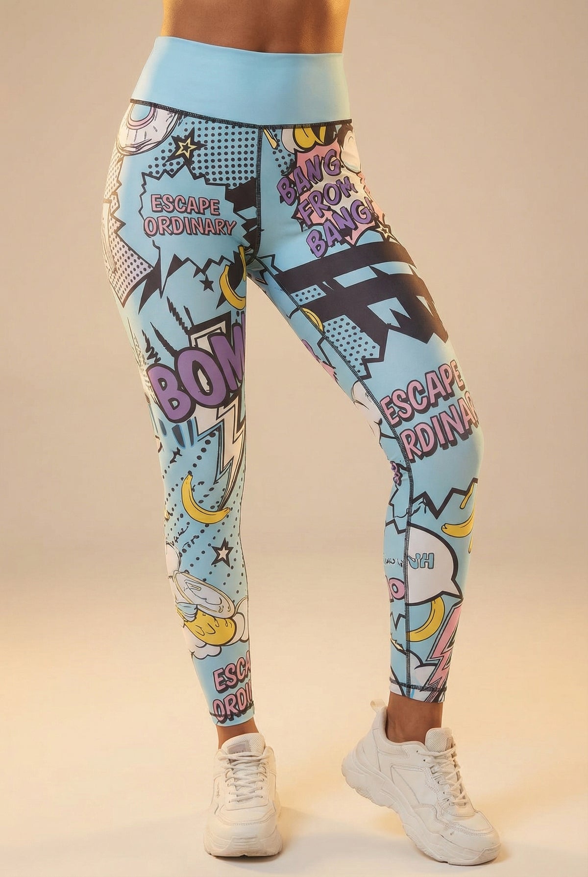 StudioPrint Pop Art High-Waist Legging - Blue Apparel & Accessories > Activewear > Leggings > High-Waist Leggings by Profit Outfits