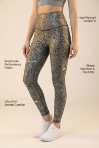 StudioPrint Speckle High-Waist Legging Apparel & Accessories > Activewear > Leggings > High-Waist Leggings by Profit Outfits