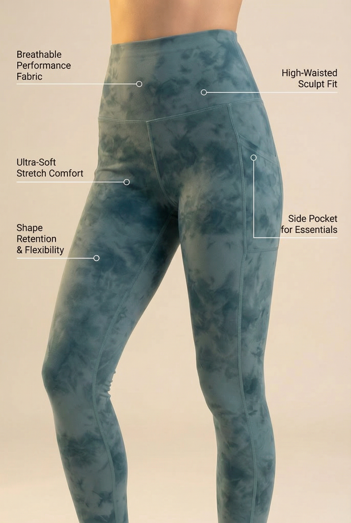 Tie-Dye Lift Pocket High-Waist Legging Apparel & Accessories > Activewear > Leggings > High-Waist Leggings by Profit Outfits