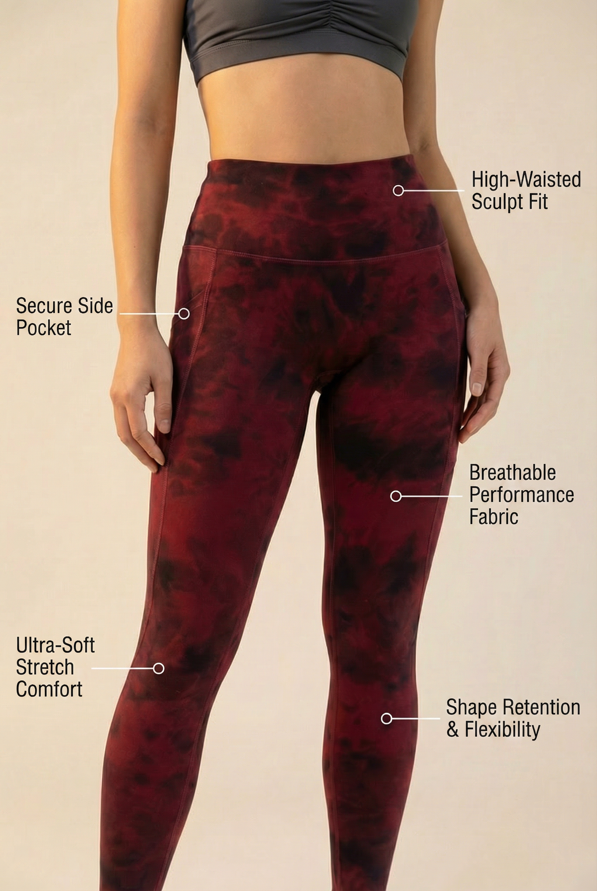 Tie-Dye Lift Pocket High-Waist Legging Apparel & Accessories > Activewear > Leggings > High-Waist Leggings by Profit Outfits