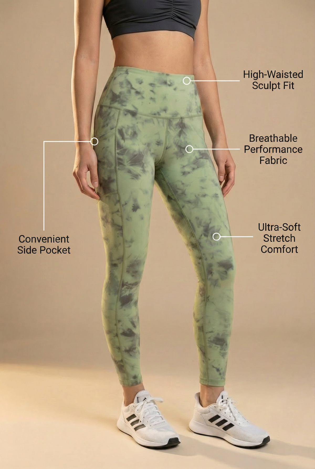 Tie-Dye Lift Pocket High-Waist Legging Apparel & Accessories > Activewear > Leggings > High-Waist Leggings by Profit Outfits
