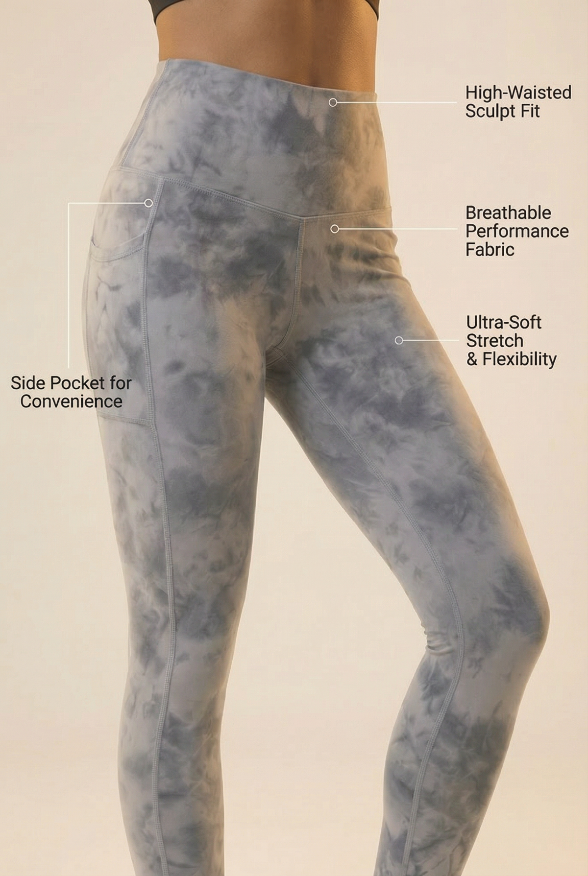 Tie-Dye Lift Pocket High-Waist Legging Apparel & Accessories > Activewear > Leggings > High-Waist Leggings by Profit Outfits