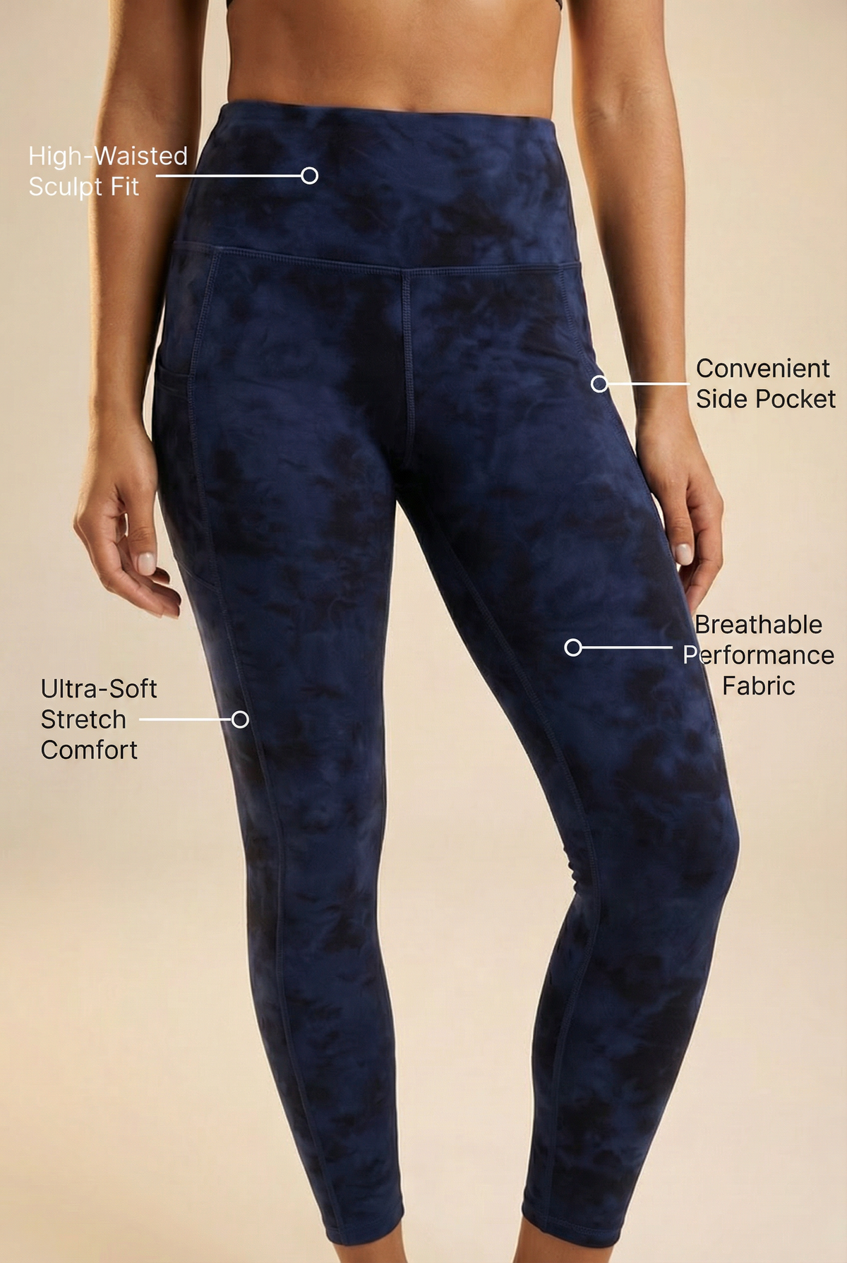 Tie-Dye Lift Pocket High-Waist Legging Apparel & Accessories > Activewear > Leggings > High-Waist Leggings by Profit Outfits