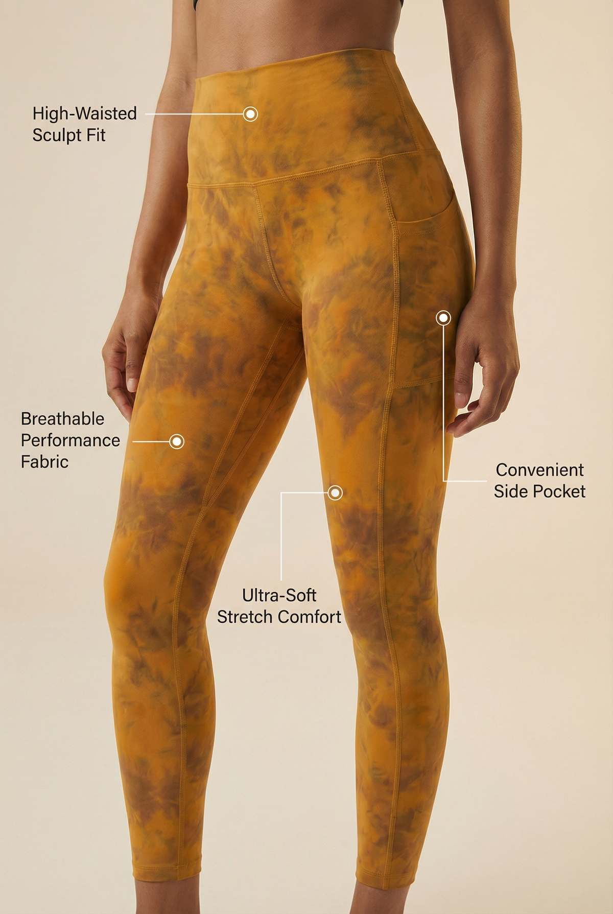 Tie-Dye Lift Pocket High-Waist Legging Apparel & Accessories > Activewear > Leggings > High-Waist Leggings by Profit Outfits