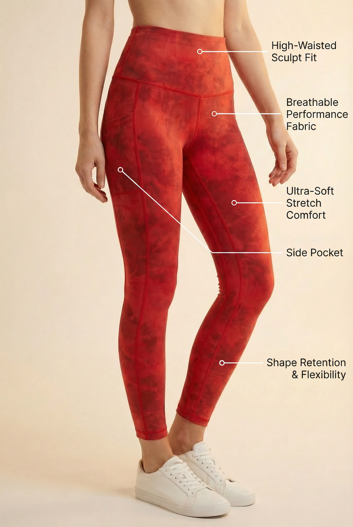 Tie-Dye Lift Pocket High-Waist Legging Apparel & Accessories > Activewear > Leggings > High-Waist Leggings by Profit Outfits