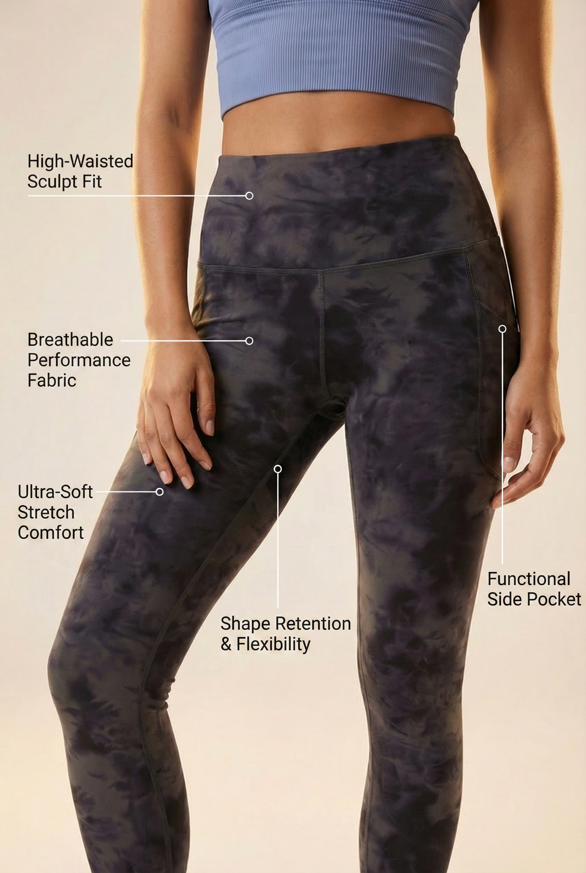 Tie-Dye Lift Pocket High-Waist Legging Apparel & Accessories > Activewear > Leggings > High-Waist Leggings by Profit Outfits