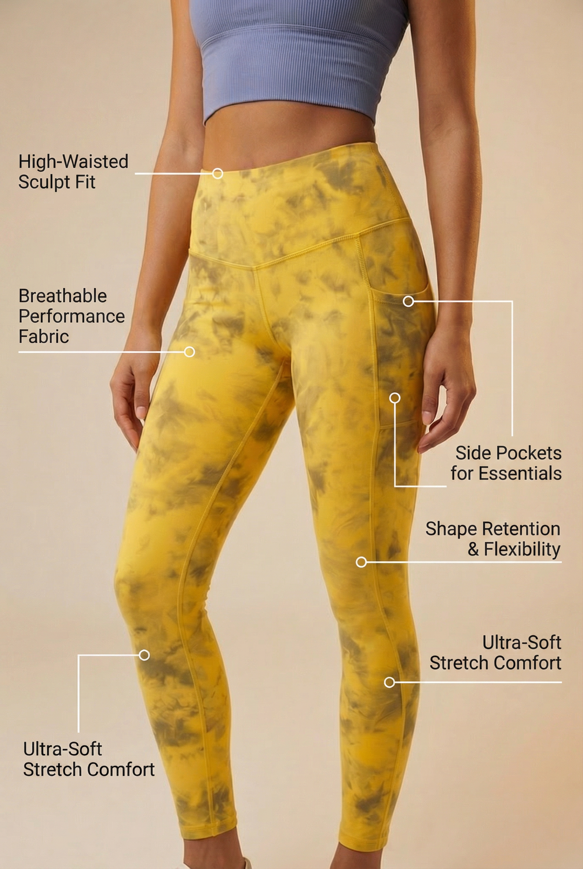 Tie-Dye Lift Pocket High-Waist Legging Apparel & Accessories > Activewear > Leggings > High-Waist Leggings by Profit Outfits