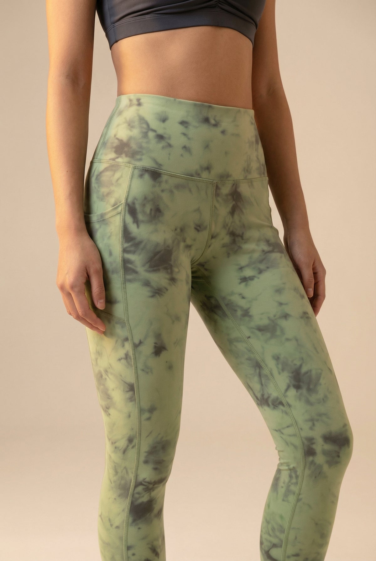 Tie-Dye Lift Pocket High-Waist Legging - Grass Green Apparel & Accessories > Activewear > Leggings > High-Waist Leggings by Profit Outfits