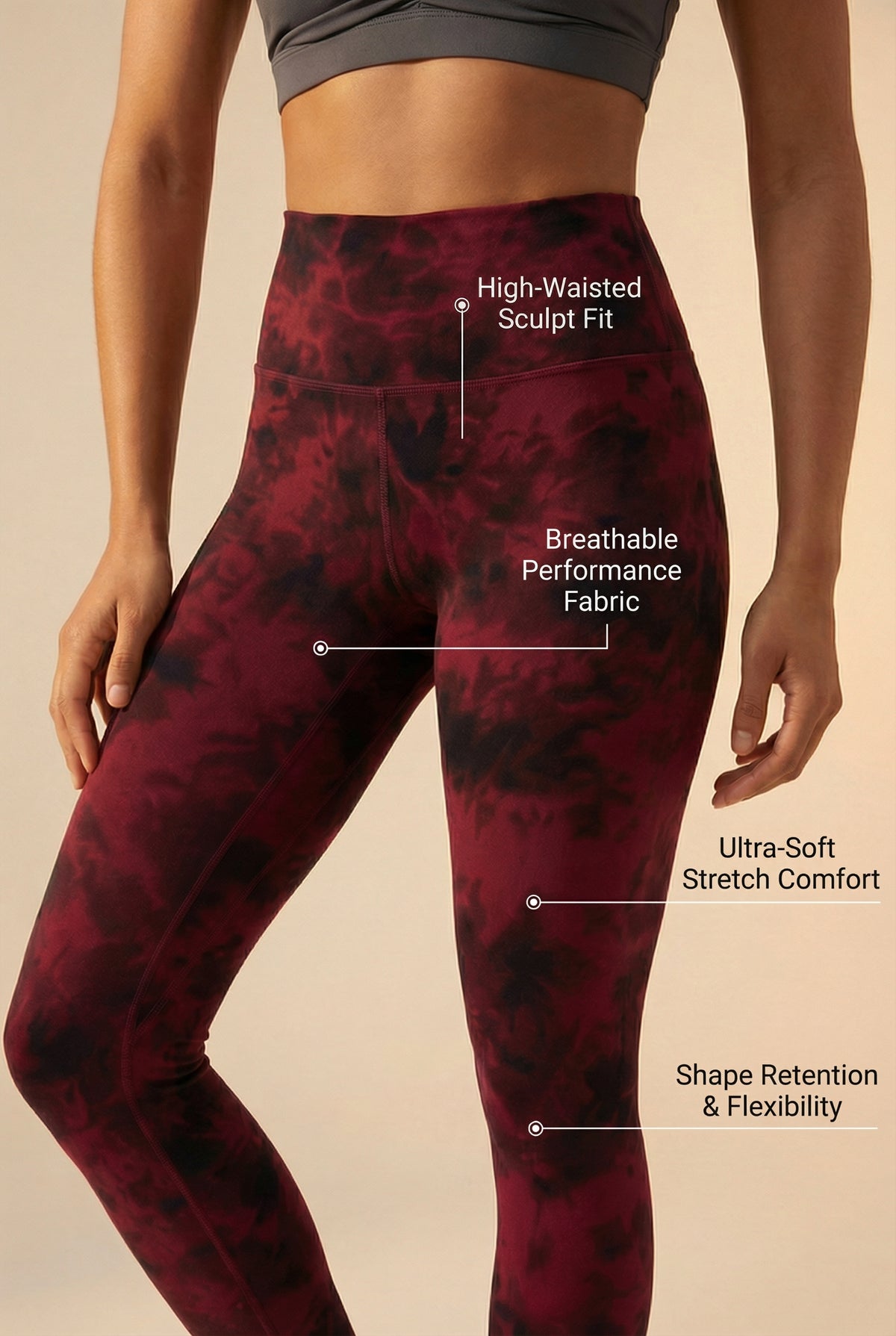 Tie-Dye Printed Lift High-Waist Legging - Date Red Apparel & Accessories > Activewear > Leggings > High-Waist Leggings by Profit Outfits