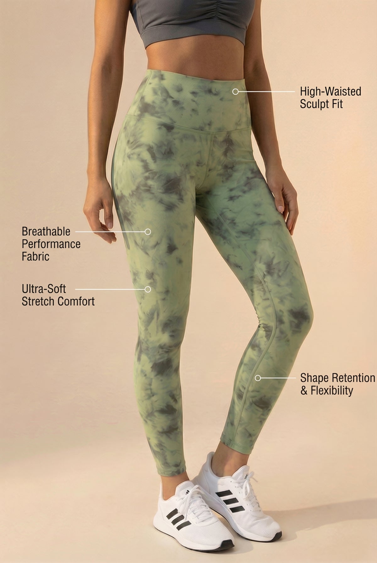 Tie-Dye Printed Lift High-Waist Legging - Grass Green Apparel & Accessories > Activewear > Leggings > High-Waist Leggings by Profit Outfits