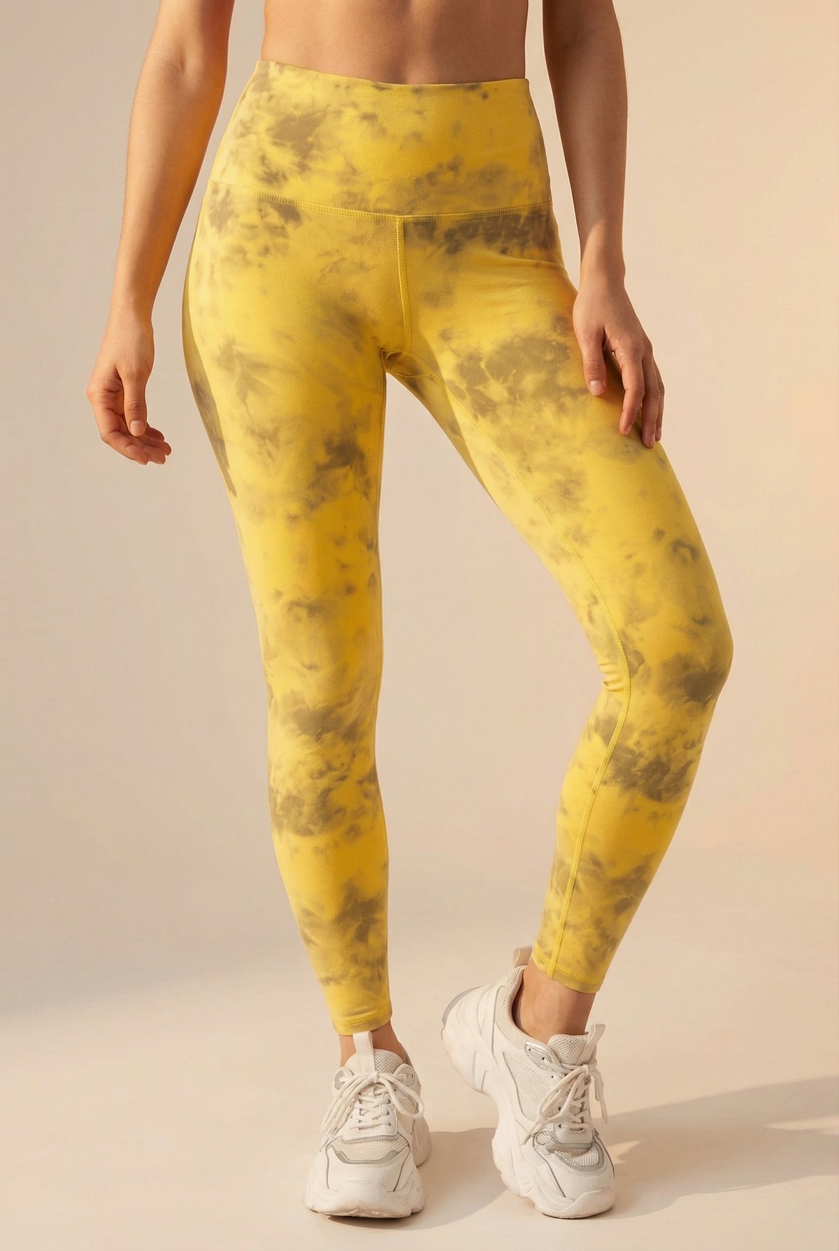 Tie-Dye Printed Lift High-Waist Legging - Yellow Apparel & Accessories > Activewear > Leggings > High-Waist Leggings by Profit Outfits