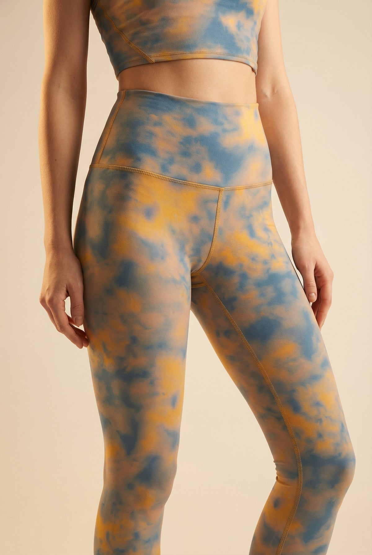 Tie-Dye Printed Yoga Legging - Brown Apparel & Accessories > Activewear > Leggings > High-Waist Leggings by Profit Outfits
