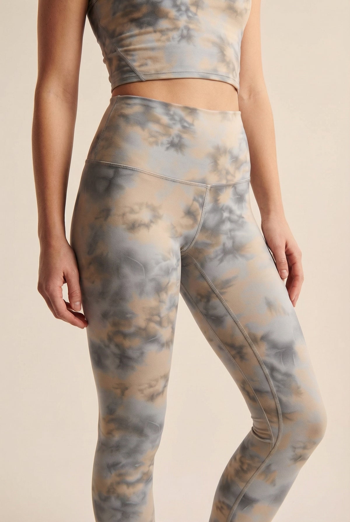 Tie-Dye Printed Yoga Legging - Misty Grey Apparel & Accessories > Activewear > Leggings > High-Waist Leggings by Profit Outfits