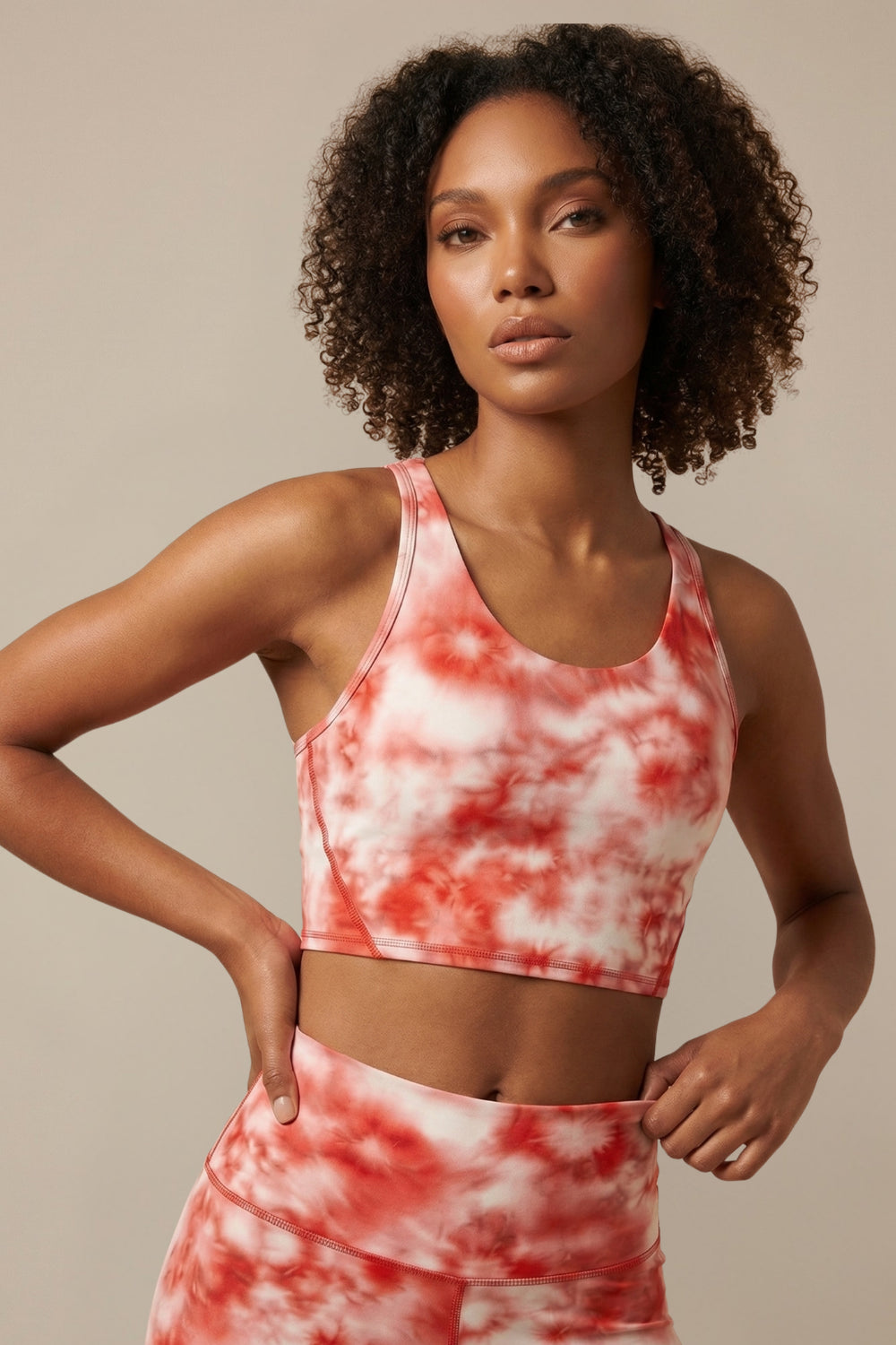 Tie-Dye Printed Yoga Sports Bra - Dark Berry Apparel & Accessories > Activewear > Sports Bras by Profit Outfits