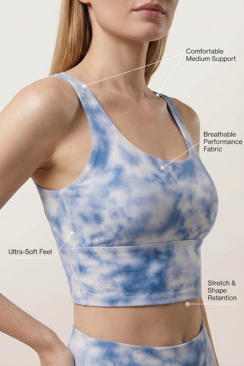 Tie-Dye Printed Yoga Sports Bra  by Profit Outfits