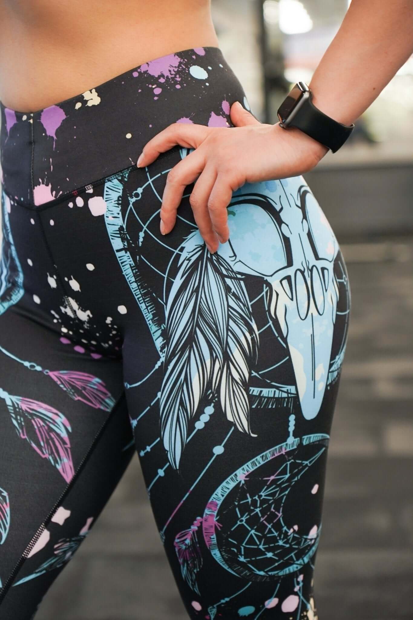 High Fashion Printed Legging (78028-Black/Blue-S) - Activewear | Legging | Starting at $16.5 from Profit Outfits